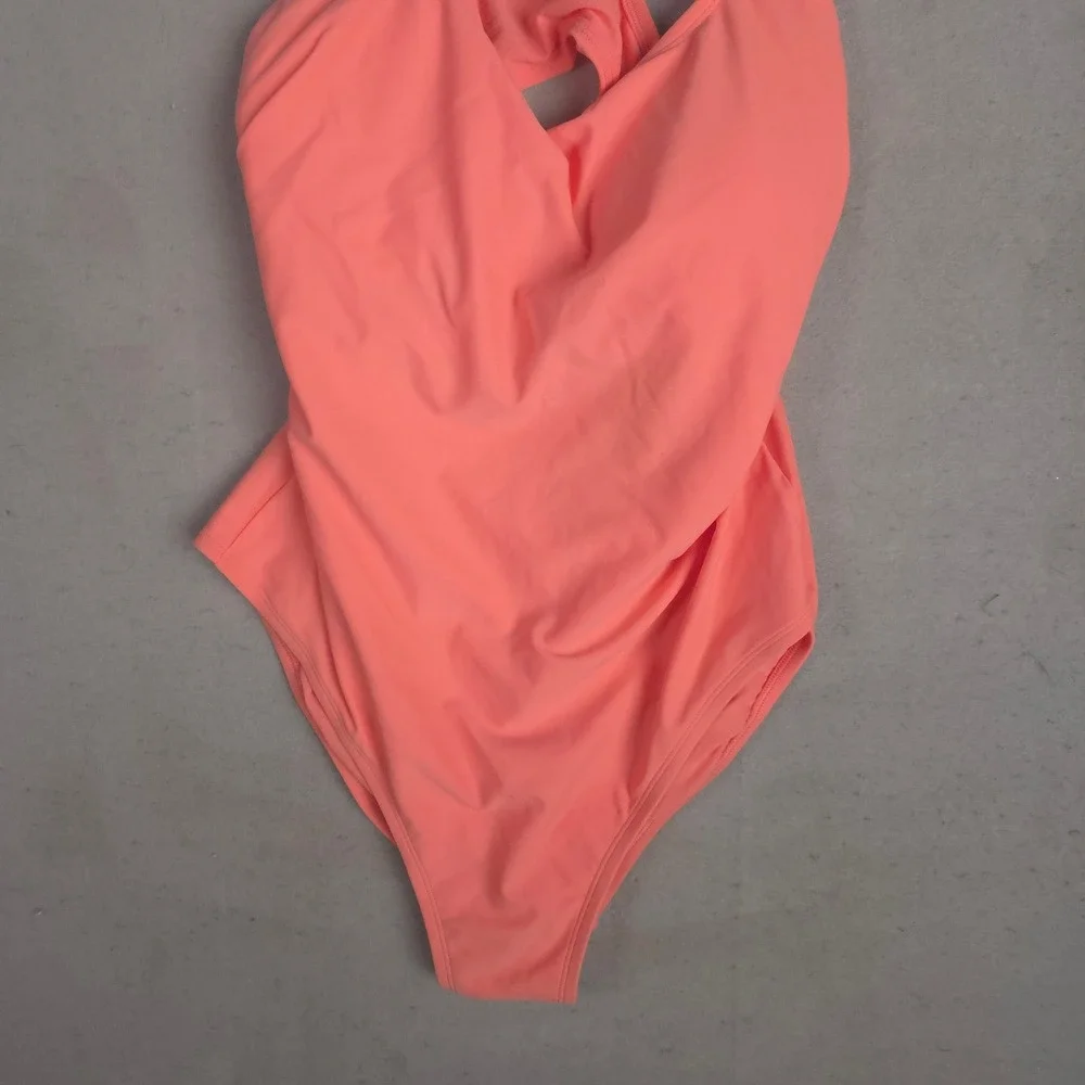 Kona Sol Women Coral‎ Racerback One Piece Swimsuit Size L
